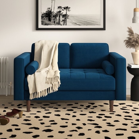 SOFA NỈ CHÂN GỖ LOVE SEAT