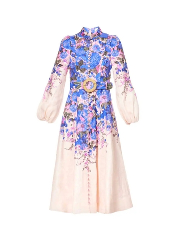 VÁY ZIMMERMANN Floral-print flared-hem linen midi dress