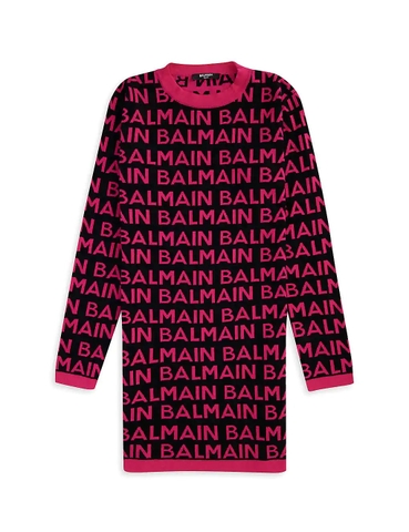 ÁO BALMAIN Logo-print cotton-knit midi dress 12-14 years