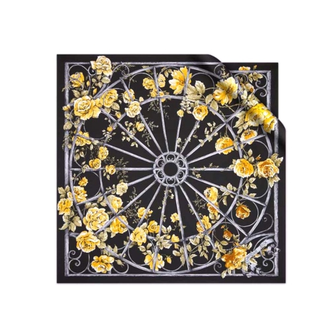 KHĂN Dior Granville 90 Square Scarf Black and Gold-Tone Silk Twill