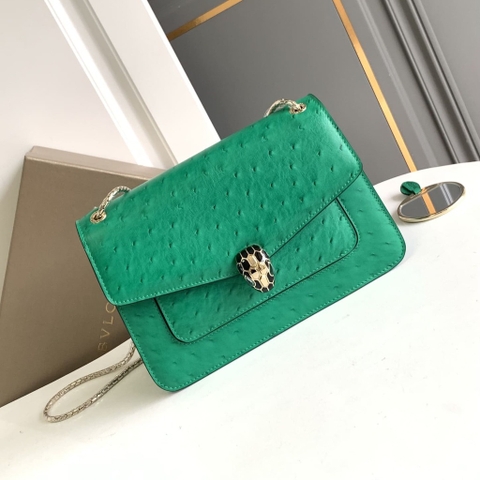 TÚI BULGARI SERPENTI FOREVER CALFSKIN OSTRICH EMERALD HIGH CLASSY