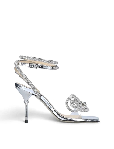 GIÀY MACH & MACH Double Bow crystal-embellished PVC heeled sandals