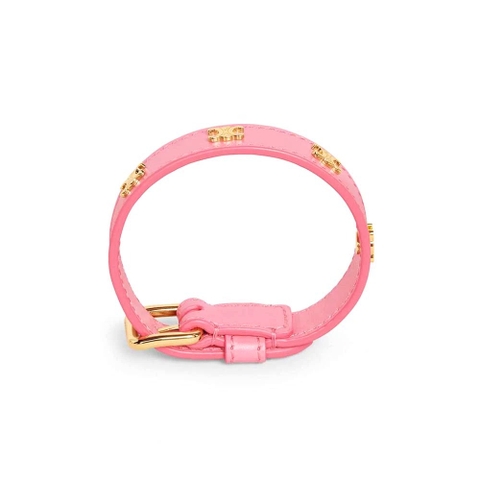 VÒNG TAY Celine Women Triomphe Multi Leather Bracelet in Brass with Gold Finish and Smooth Calfskin-Pink