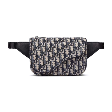 TÚI Dior Saddle Belt Bag Beige and Black Dior Oblique Jacquard