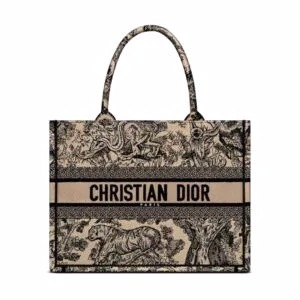 TÚI Dior Women Medium Dior Book Tote Brown Toile de Jouy Embroidery
