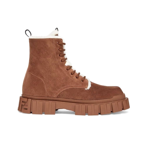 Giày Fendi Women Force Brown Suede Ankle Boots