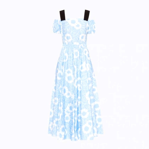 Váy Prada Printed Poplin Dress-Blue