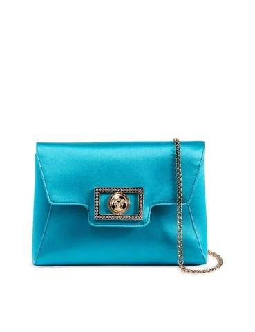 VÍ VERSACE Medusa logo-plaque satin clutch bag