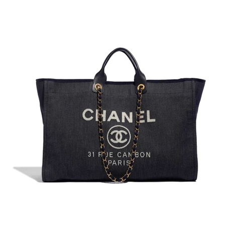 TÚI Chanel Deauville Maxi Denim Blue