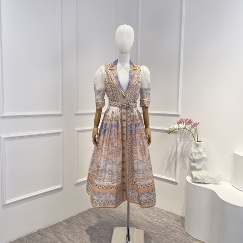 VÁY ZIMMERMANN EARTH MAP PRINT MID DRESS High Classy