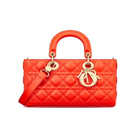 TÚI Dior Women Lady D-Joy Bag Bright Orange Cannage Lambskin