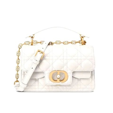 TÚI DIOR Small Dior Jolie Top Handle Bag White Cannage Calfskin
