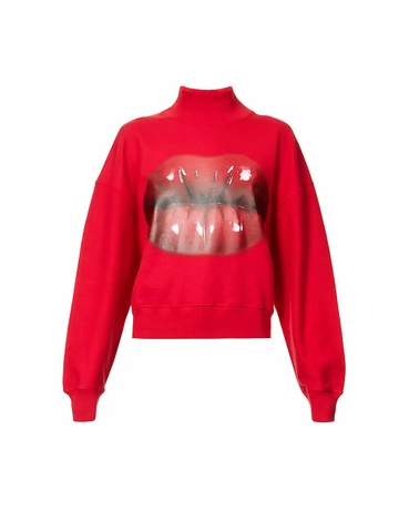 ÁO LOEWE Lips graphic-print cotton-jersey sweatshirt