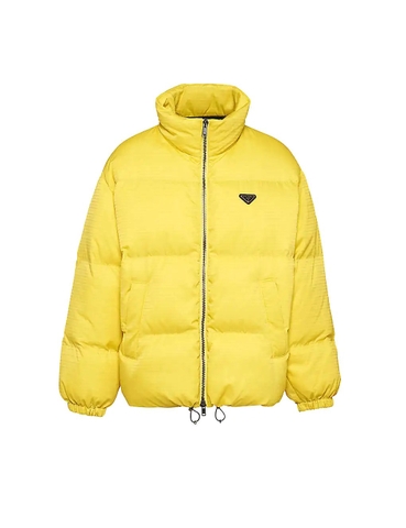 ÁO PRADA Water-reactive brand-print oversized recycled-nylon jacket