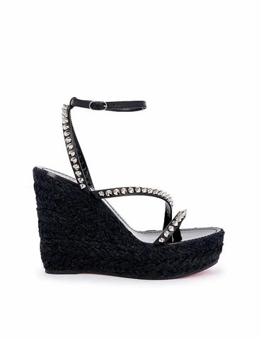 GIÀY CHRISTIAN LOUBOUTIN Mafaldina Zeppa 120 patent-leather and espadrille wedges