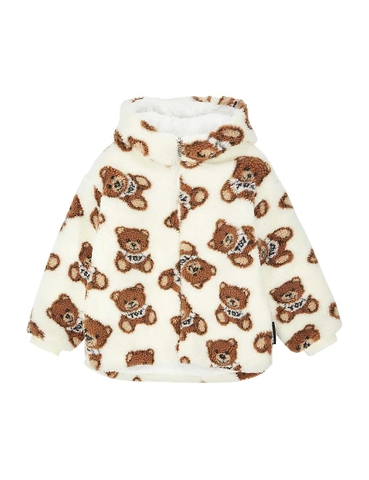 ÁO MOSCHINO Bear-print brand-tab woven jacket 10-14 years