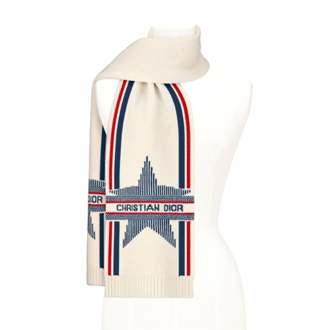 KHĂN Dior Women Dioralps Scarf White Three-Tone Wool and Cashmere