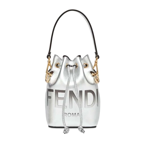 TÚI Fendi Women Mon Tresor Silver Laminated Leather Mini Bag