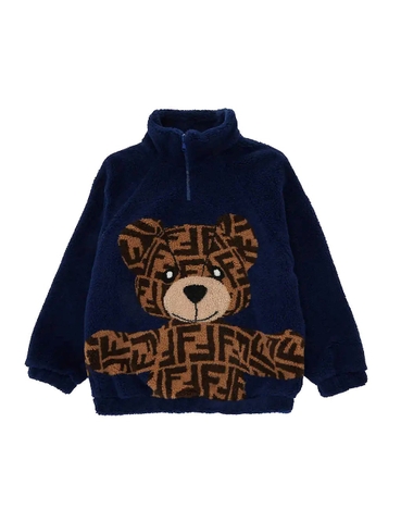 ÁO FENDI Bear-intarsia teddy woven sweatshirt 10-14 years