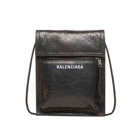 TÚI Balenciaga Explorer Pouch Strap in Leather-Black