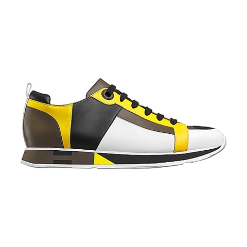 GIÀY Hermes Shoes Stadium Sneaker Black Yellow and Khaki SS2022