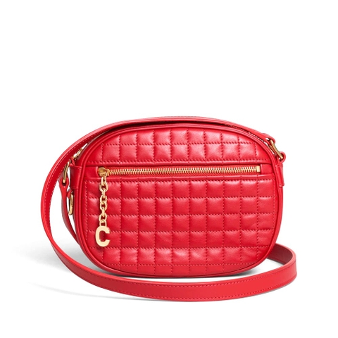 TÚI Celine Women Small C Charm Bag in Quilted Calfskin-Red