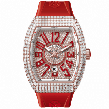 FRANCK MULLER V45 VANGUARD ROSE GOLD DIAMOND CASE & DIAL RED AUTOMATIQUE