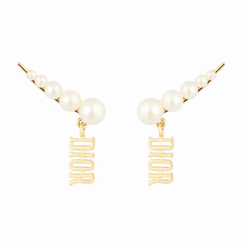 BÔNG TAI Dior Women Diorevolution Earrings Gold-Finish Metal and White Resin Pearls