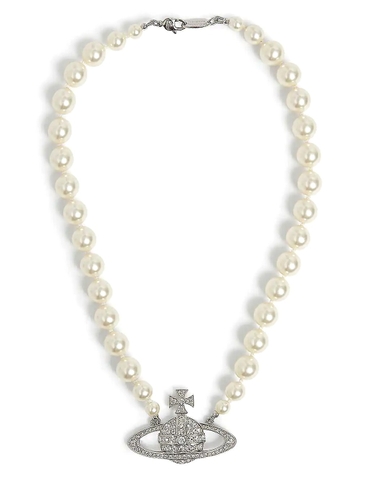 DÂY VIVIENNE WESTWOOD JEWELLERY Bas Relief silver-tone brass, pearl and Swarovski crystal necklace