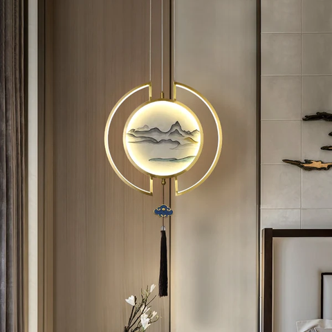 ĐÈN CHÙM DIONY Enamel Work And Tassel Disc Chandelier