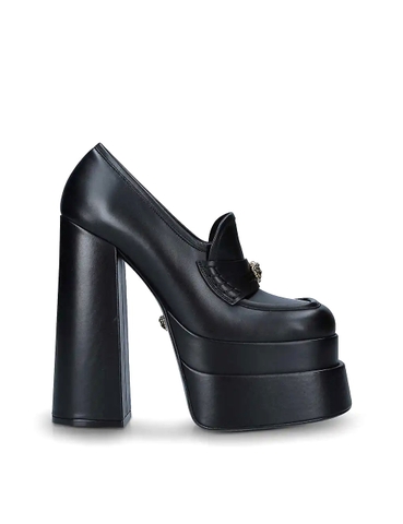 GIÀY VERSACE Medusa Aevitas embellished leather platform loafers