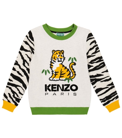ÁO KENZO KIDS Embroidered tiger-print cotton sweatshirt 9 -12 years