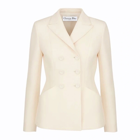ÁO Dior Women 30 Montaigne Bar Jacket White Double-Breasted Wool and Silk