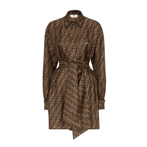 ÁO Fendi Women Brown Twill Dress-Brown