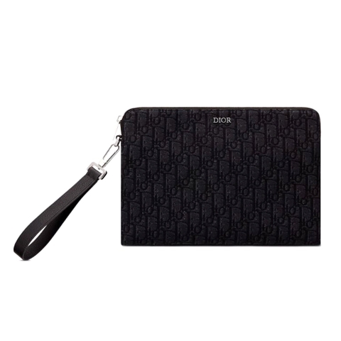 TÚI Dior Pouch Black Dior Oblique Jacquard