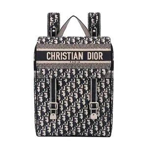 BALO Dior Backpack Blue Dior Oblique Embroidery