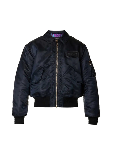 ÁO VERSACE Baroque-lined brand-appliqué shell bomber jacket