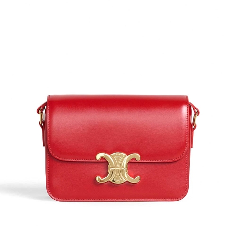 TÚI Celine Women Teen Triomphe Bag in Shiny Calfskin-Red