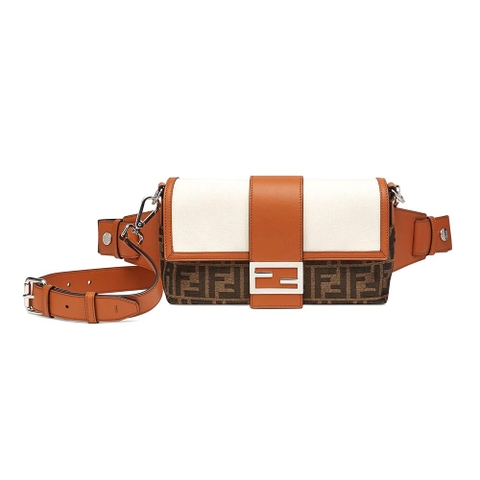 TÚI Fendi Women Baguette Brown Fabric Bag-Black