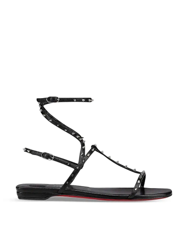 DÉP CHRISTIAN LOUBOUTIN Bombinetta Spikes flat leather sandals