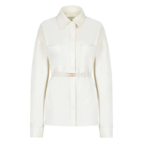 ÁO Fendi Women Single-breasted Go-To White Denim Go-To Jacket