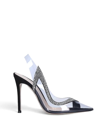 GIÀY GIANVITO ROSSI Hortensia 105 crystal-embellished PVC and leather slingbacks