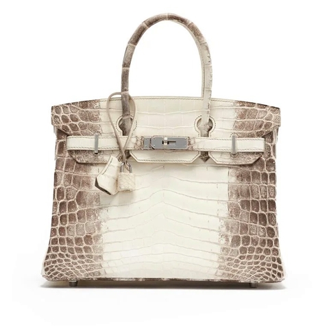 TÚI Hermès Birkin 30 Niloticus Himalaya Blanc da cá sấu bạch tạng Himalayan Silver Buckle khóa trắng