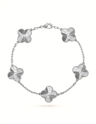 Lắc tay VAN CLEEF & ARPELS Vintage Alhambra 18ct white-gold 5 motifs bracelet 18K GOLD