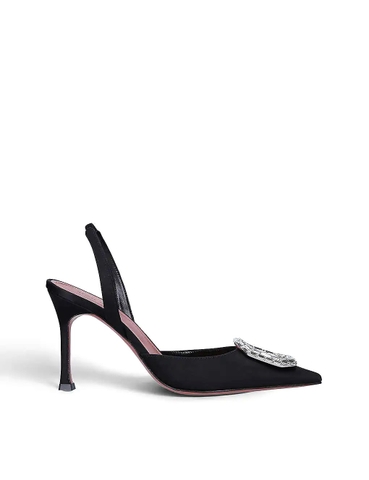 GIÀY AMINA MUADDI Camelia crystal-embellished satin slingback courts