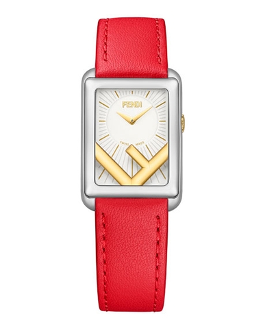 FENDI Rectangular F-Dial Leather Watch