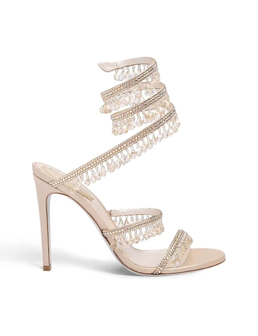 GIÀY RENE CAOVILLA Chandelier bead-embellished leather heeled sandals