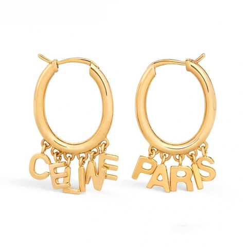 BÔNG TAI Celine Women Paris Hoops in Brass with Gold Finish