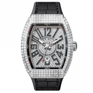 FRANCK MULLER VANGUARD STAINLESS STEEL FULL DIAMOND
