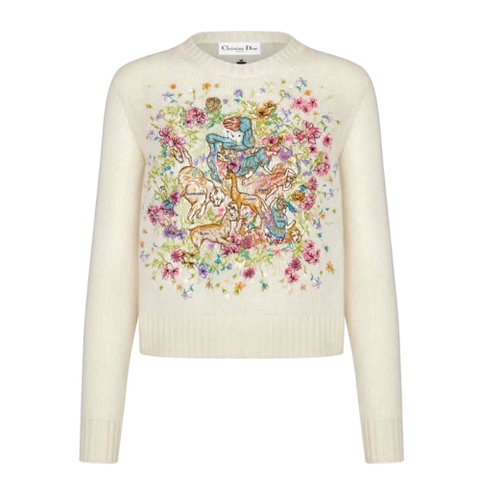 ÁO Dior Women Chez Moi Sweater Ecru Cashmere Intarsia